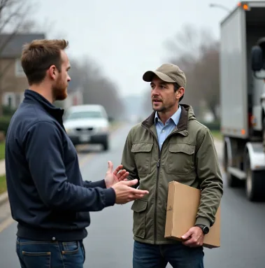 Open car transport in Tallahassee, staff member explaining door-to-door delivery.
